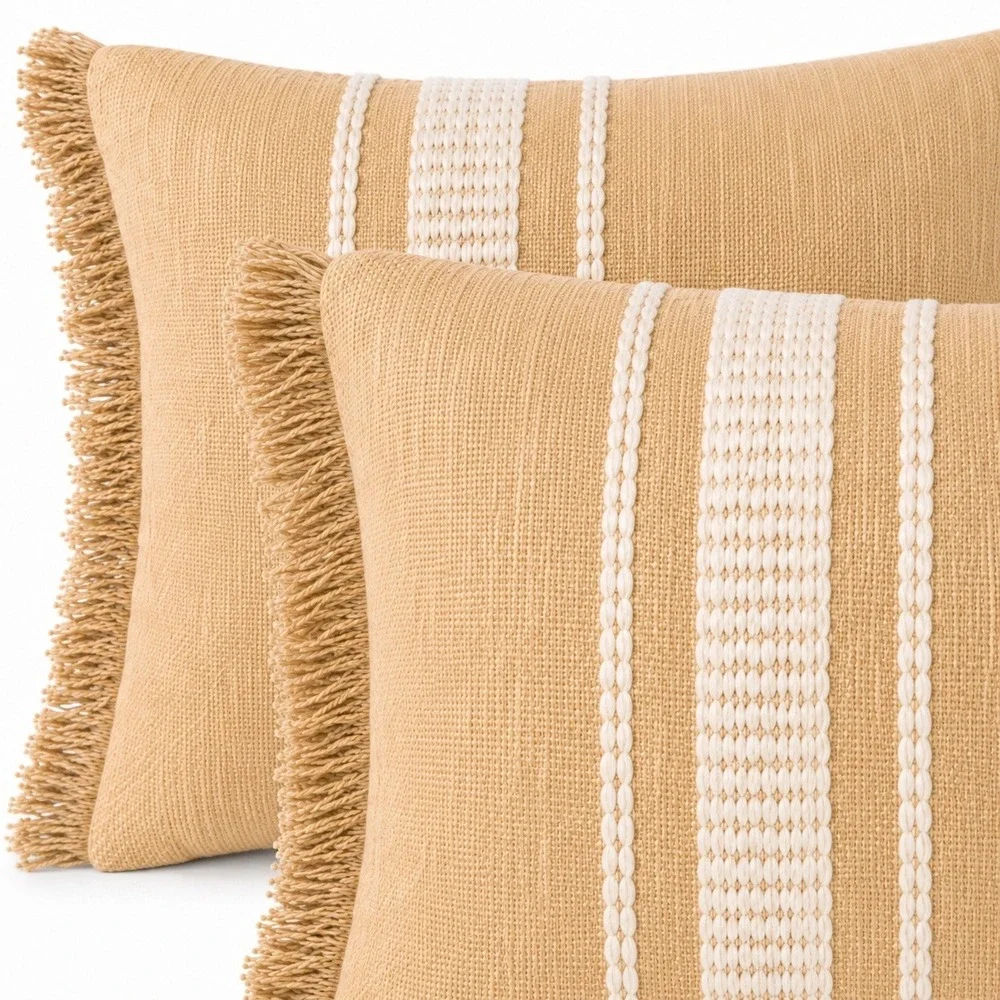 Threshold Studio McGee Set of 2 Oversized Lumbar Throw Pillows Tan Cream 20x14